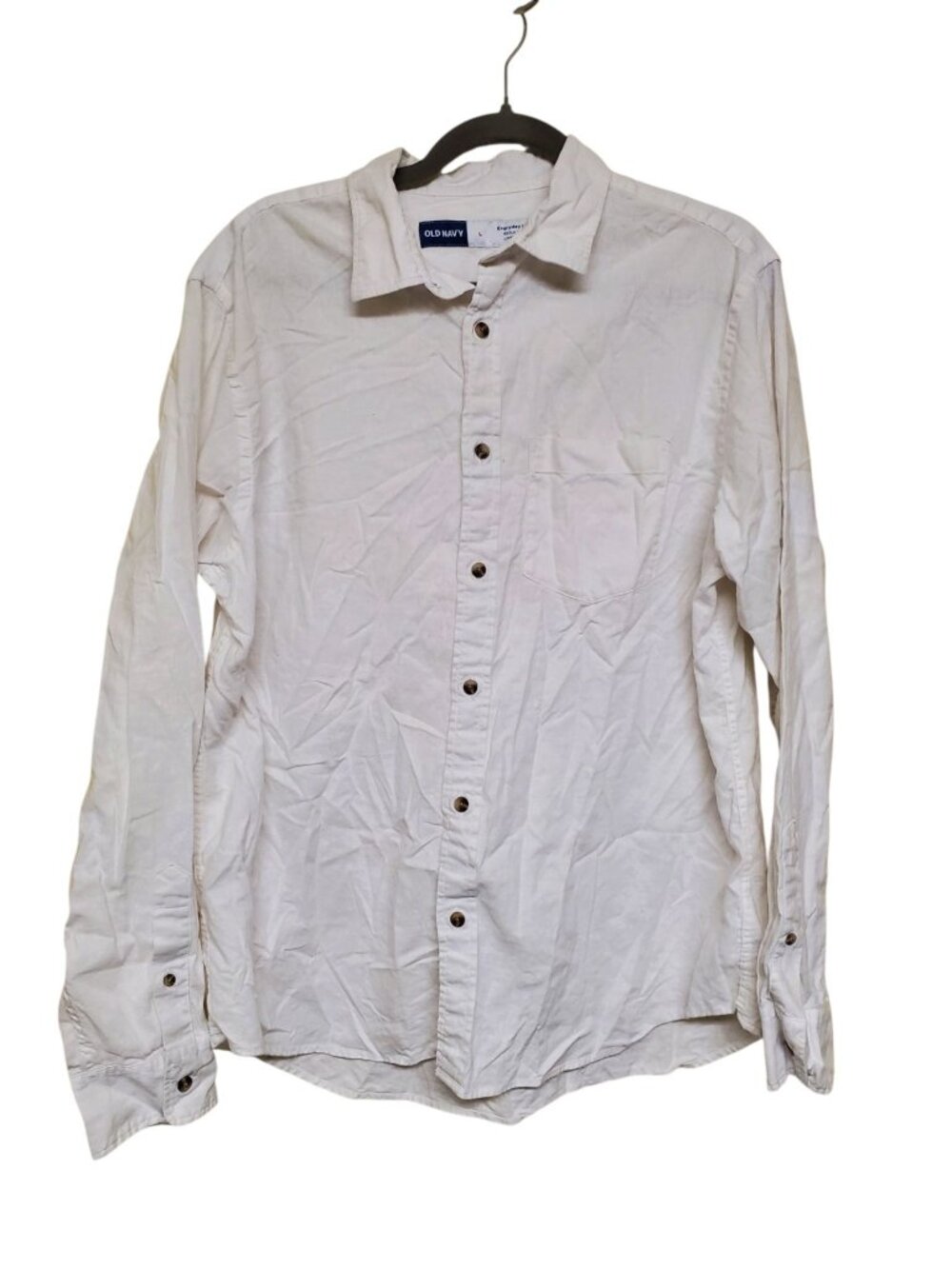 Old Navy Everyday Shirt Men's Regular White Linen Blend Long Sleeve Button Up L